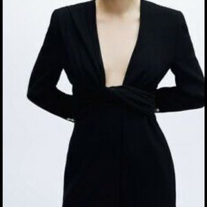 ZARA black draped jacket dress